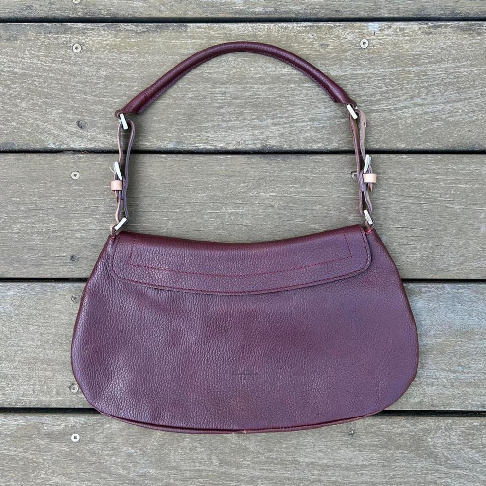 Y2K Burgundy Maroon Leather Claudia Firenze Shoulder Bag Purse Made in Italy